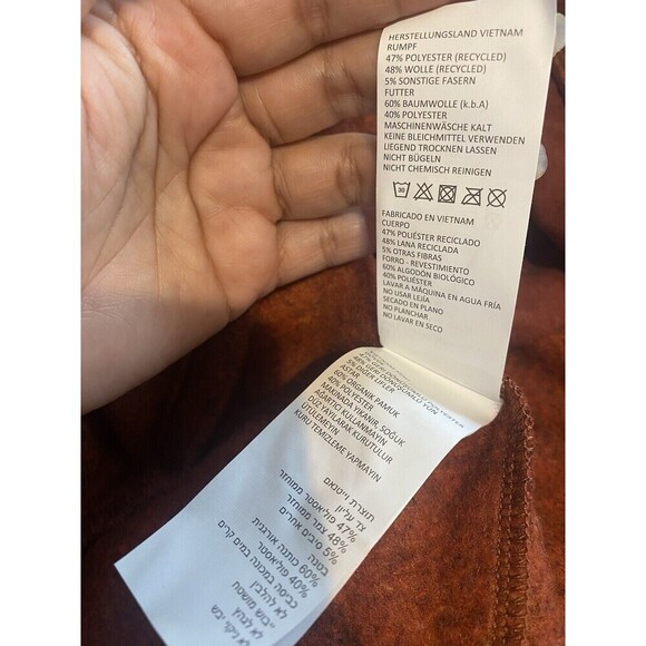 PrAna‎ Ziller Sweatshirt Women Small Orange Hooded Pullover Gingerbread Wool New - Picture 11 of 16